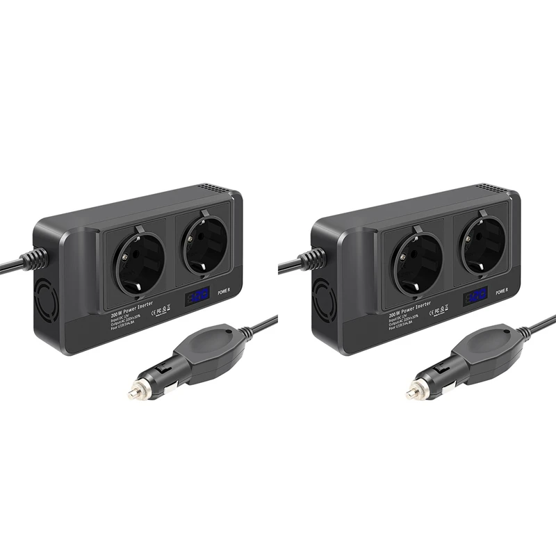 2 инвертора 200 Вт, преобразователь напряжения 12 В в 220 В с ЖК-дисплеем Smart Time, 2 розетки и 4 автомобильных зарядных USB-порта (вилка стандарта ЕС)
2 инвертора 200 Вт, преобразователь напряжения 12 В в 220 В с ЖК-дисплеем Smart Time, 2 розетки и 4 автомобильных зарядных USB-порта (вилка стандарта ЕС)