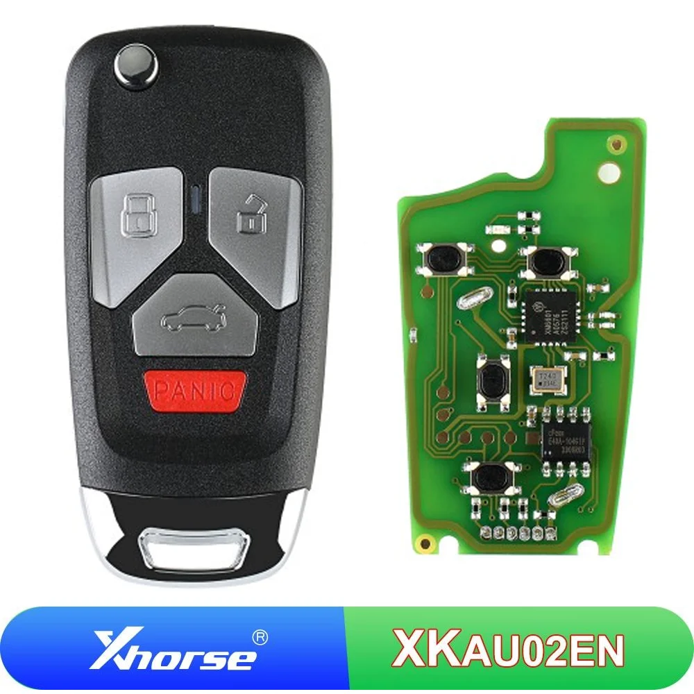 

5 Pcs/lot XKAU02EN Xhorse XK Wired Remote Key VVDI Car Key 3+1 Buttons Universal Flip Remote Key For Audi