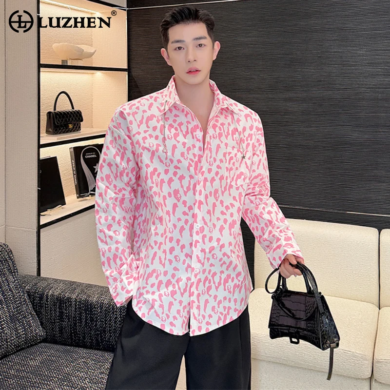 

LUZHEN Stylish Elegant Printed Loose Long Sleeve Tops Men's 2024 New Original Luxury Social Handsome Fashion Korean Shirt LZ2796