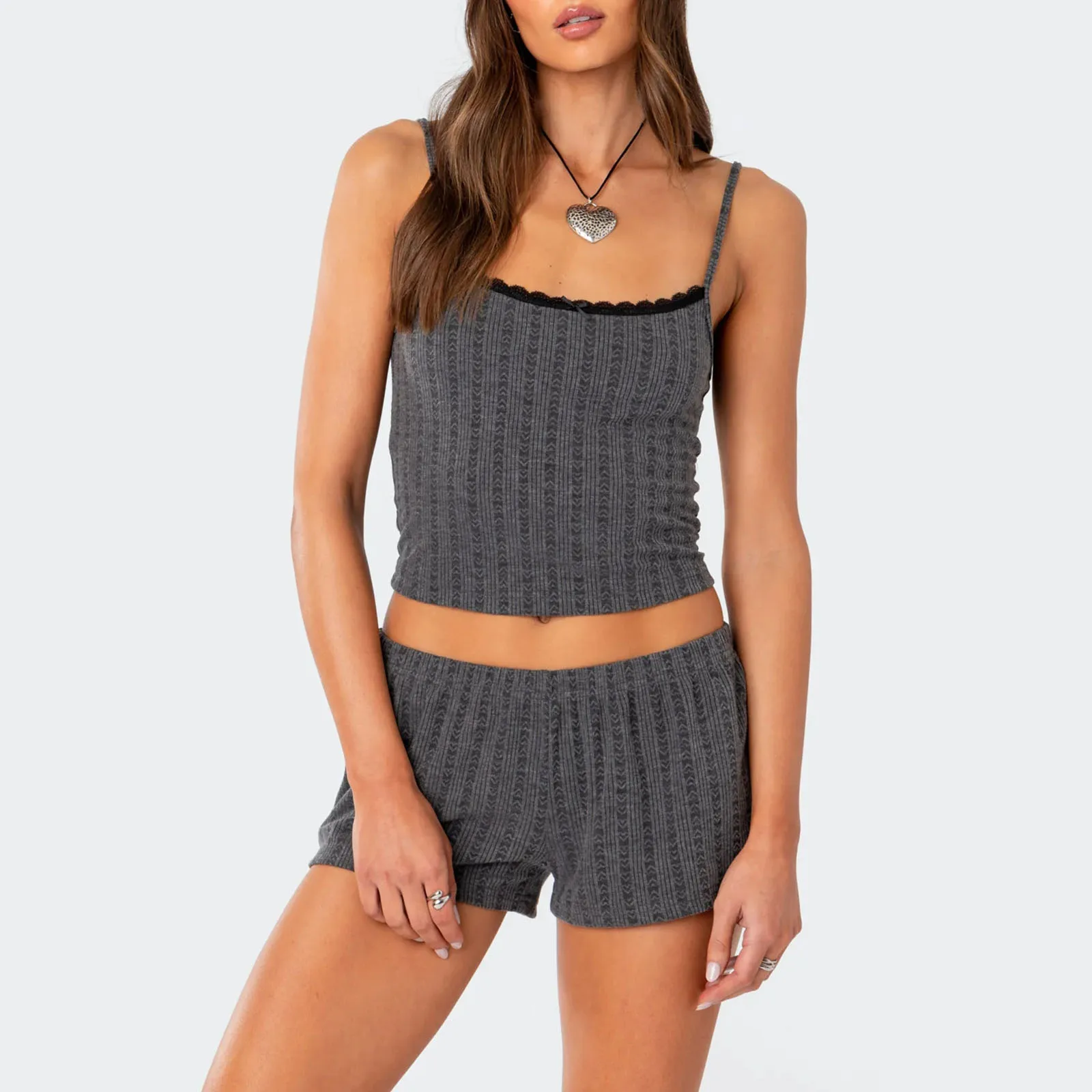 Gaono Women 2 Piece Summer Outfits Lace Patchwork Sleeveless Camisole and Shorts Club Streetwear Fashion Clothes Loungewear
Gaono Women 2 Piece Summer Outfits Lace Patchwork Sleeveless Camisole and Shorts Club Streetwear Fashion Clothes Loungewear