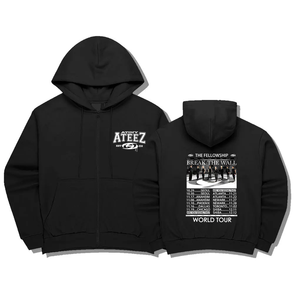 Толстовка на молнии с надписью Kpop ATEEZ BREAK THE WALL, осенняя Женская хлопковая куртка, Мужская искусственная куртка
Толстовка на молнии с надписью Kpop ATEEZ BREAK THE WALL, осенняя Женская хлопковая куртка, Мужская искусственная куртка