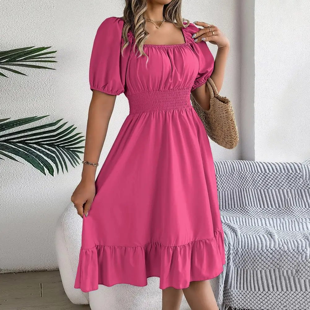 Women Pleated Dress Elegant Square Neck A-line Midi Dress with Ruffle Patchwork Detailing for Women High Waist Slim for Dating
Women Pleated Dress Elegant Square Neck A-line Midi Dress with Ruffle Patchwork Detailing for Women High Waist Slim for Dating