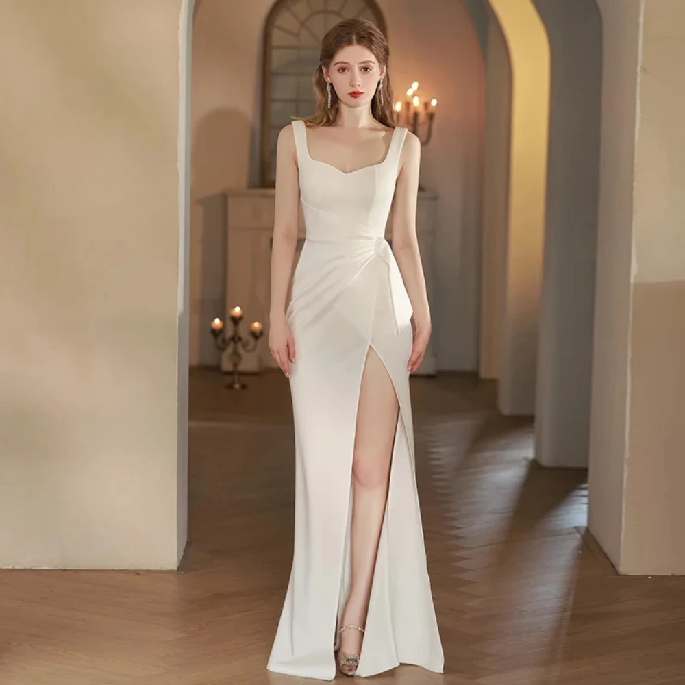 Elegant Evening Dress For Women 2024 White V-Neck Mermaid Sleeveless Prom Gown Simple Organza Side Split Formal Occasion Dresses
Elegant Evening Dress For Women 2024 White V-Neck Mermaid Sleeveless Prom Gown Simple Organza Side Split Formal Occasion Dresses