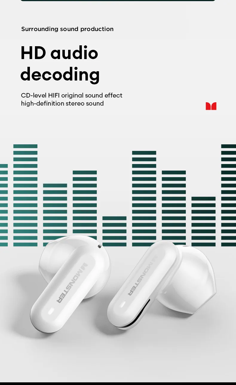 Monster Airmars XKT25 Sensitive Microphone Earbuds IPX5 HIFI Stereo Long Endurance Earphones Wireless Bluetooth V5.4 Headset Monster Airmars XKT25 Sensitive Microphone Earbuds IPX5 HIFI Stereo Long Endurance Earphones Wireless Bluetooth V5.4 Headset