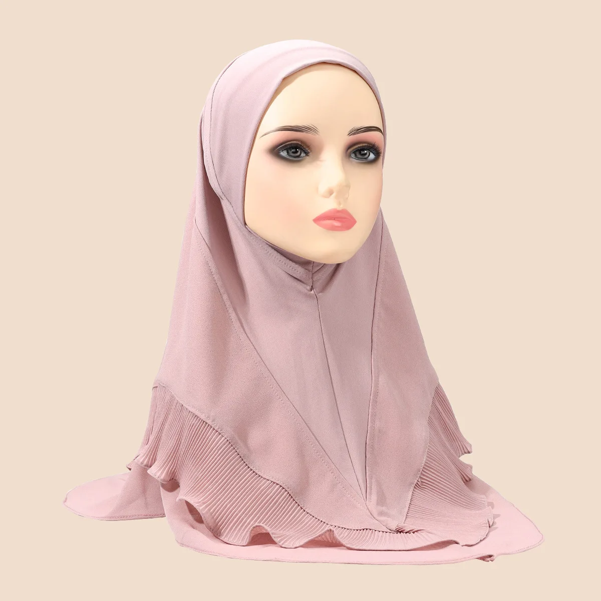 

Женский мусульманский хиджаб с оборками, слитный шарф-тюрбан, арабский головной платок, искусственный головной убор, хиджабы для молитвы
