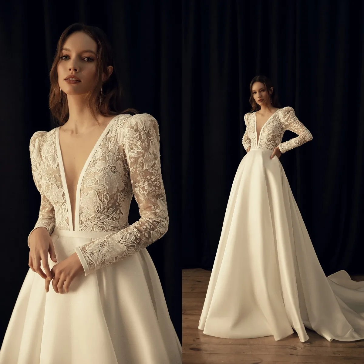 A Line Wedding Dresses for Women 2022 Elegant Bridal Gowns Lace Top Satin Deep V Neck Robe de Mariage
A Line Wedding Dresses for Women 2022 Elegant Bridal Gowns Lace Top Satin Deep V Neck Robe de Mariage