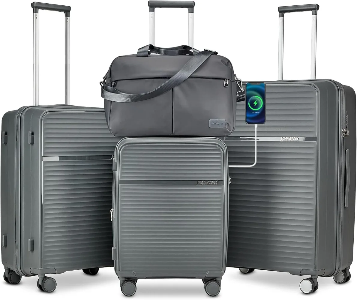 

Joyway Luggage Sets 3 Piece, Expandable Suitcase set with Spinner Wheels and Charger, Hard Shell Lightweight Rolling Travel