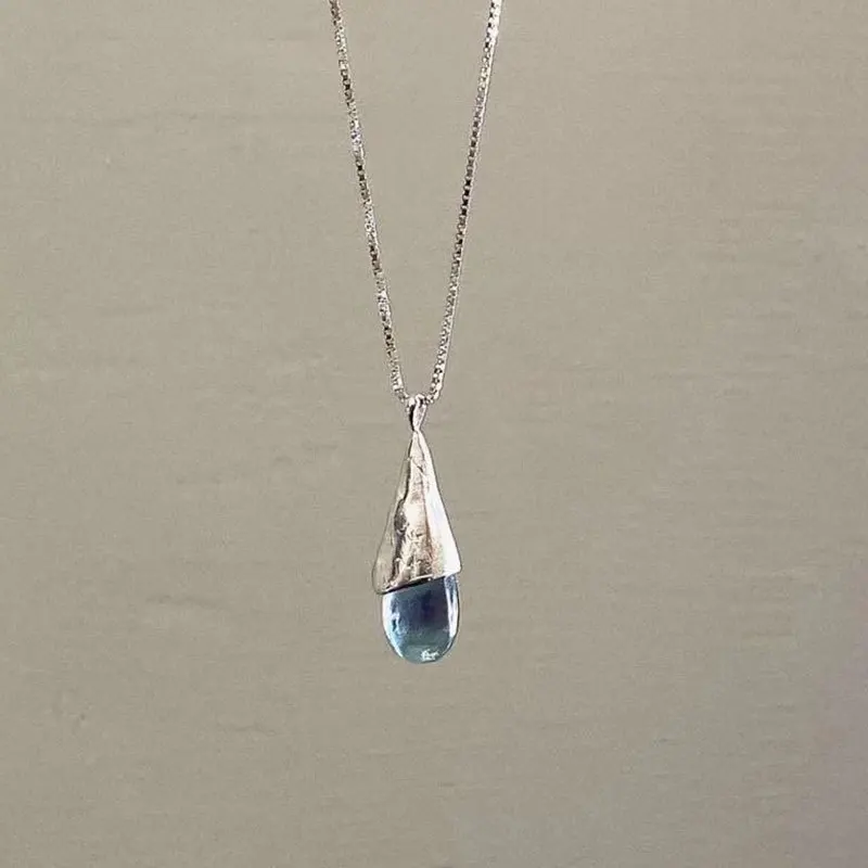 New Pure 925 Sterling Silver Necklace For Women Water Drop Blue Crystal Pendants Necklaces Female Fine Jewelry On The Neck
New Pure 925 Sterling Silver Necklace For Women Water Drop Blue Crystal Pendants Necklaces Female Fine Jewelry On The Neck