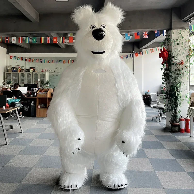 

Inflatable 2M/2.6M/3M white Bear Mascot Costume Cute Polar Bear Hairy Promotion Ad Campaign Garment Halloween Carnival Suit