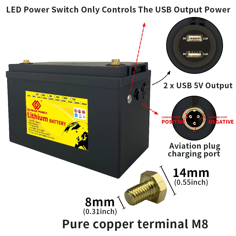 USA/CANADA STOCK 12V 100Ah LiFePO4 Energy Battery BMS Lithium Power 6000 Cycle For Golf Cart EV RV Campers
USA/CANADA STOCK 12V 100Ah LiFePO4 Energy Battery BMS Lithium Power 6000 Cycle For Golf Cart EV RV Campers