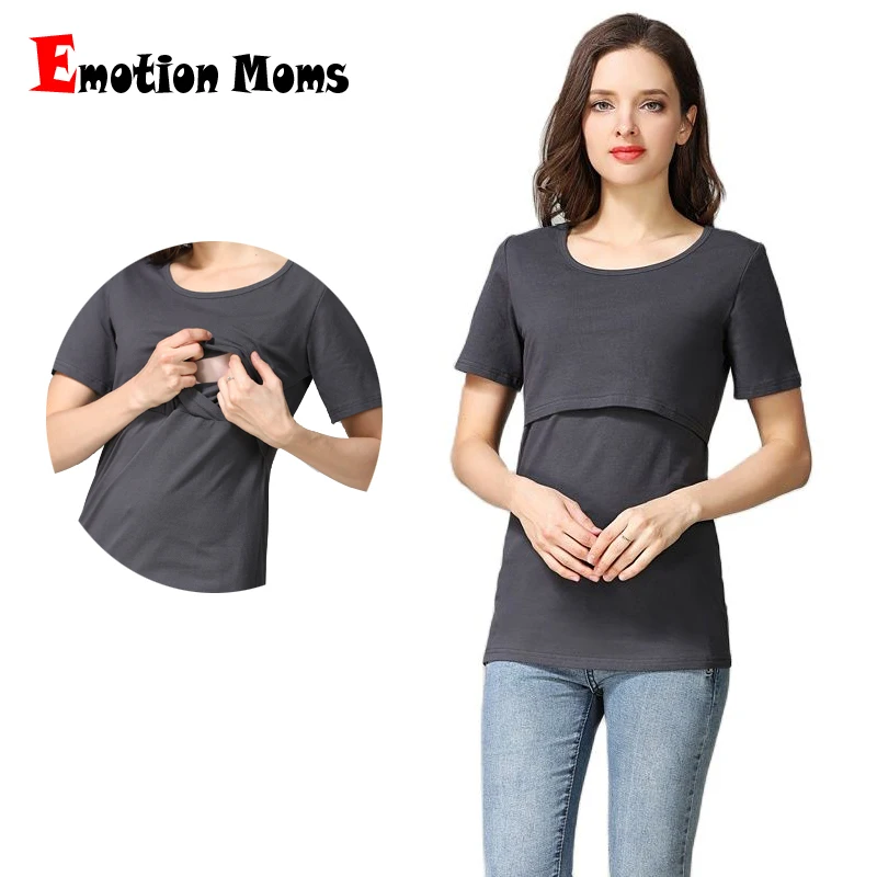 

Emotion Moms Summer Maternity Tops Lactation T-shirt Pregnancy Breastfeeding Clothes For Pregnant Women Maternity Clothing Top