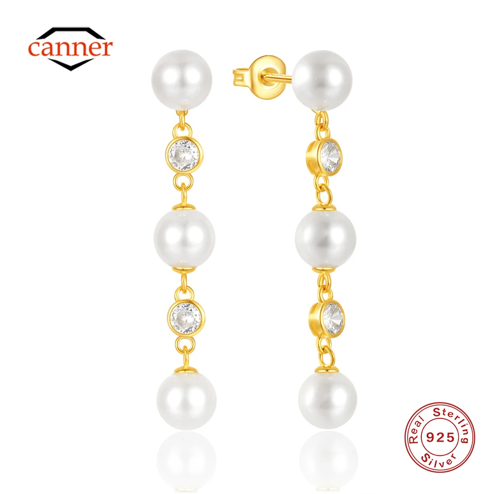 CANNER 925 Sterling Silver Long Fringed Pearls With Zircons Drop Earrings For Women 18K Gold Minimalism Exquisite Fine Jewelry
CANNER 925 Sterling Silver Long Fringed Pearls With Zircons Drop Earrings For Women 18K Gold Minimalism Exquisite Fine Jewelry