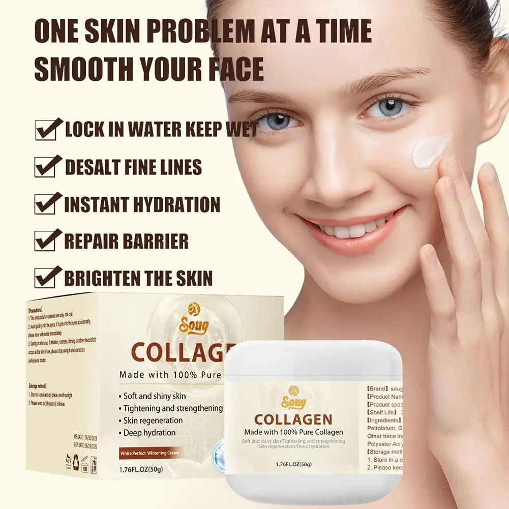 Soug 50g Collagen Face Cream Deep Hydrate Moisturizer Whitening Brightening Skin Care Moisturizing Anti-aging Facial Cream
Soug 50g Collagen Face Cream Deep Hydrate Moisturizer Whitening Brightening Skin Care Moisturizing Anti-aging Facial Cream