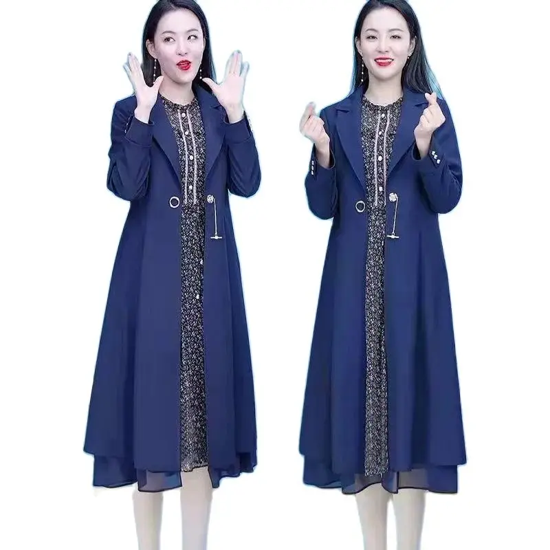 New 2023 Spring Autumn Korean Version Windbreaker Mid-Length Women's Trench Coat Suit Collar Slim Elegant Outerwear Female
New 2023 Spring Autumn Korean Version Windbreaker Mid-Length Women's Trench Coat Suit Collar Slim Elegant Outerwear Female