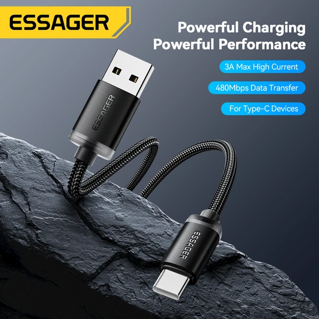 Essager 3A USB Type C Câble pour Iphone 15 plus Huawei Mate60 P60 Charge Rapide Fil USB-C Chargeur Données rette Pour Xiaomi Samsung 2