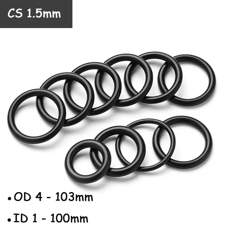 CS 1.5mm Black O Ring Gasket OD 4 - 103mm NBR Nitrile Rubber Automobile Round O Type Oil Resistant Sealing Washer ID 1 - 100mm
CS 1.5mm Black O Ring Gasket OD 4 - 103mm NBR Nitrile Rubber Automobile Round O Type Oil Resistant Sealing Washer ID 1 - 100mm