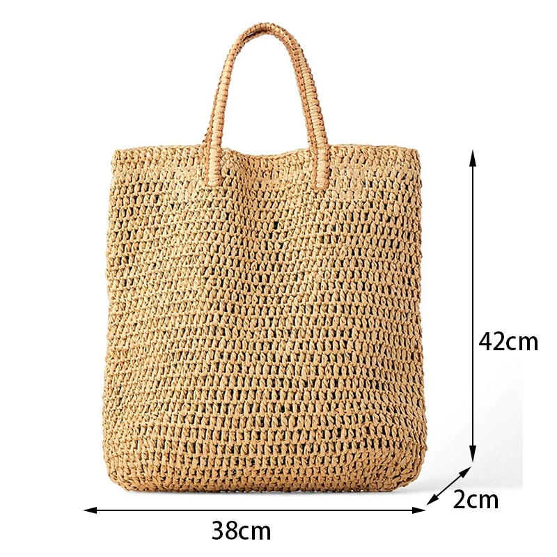 

Straw Shoulder Bags For Women Wicker Woven Handbags Rattan Summer Large Capacity Beach Bag Tote Lady Casual Shopper Purses