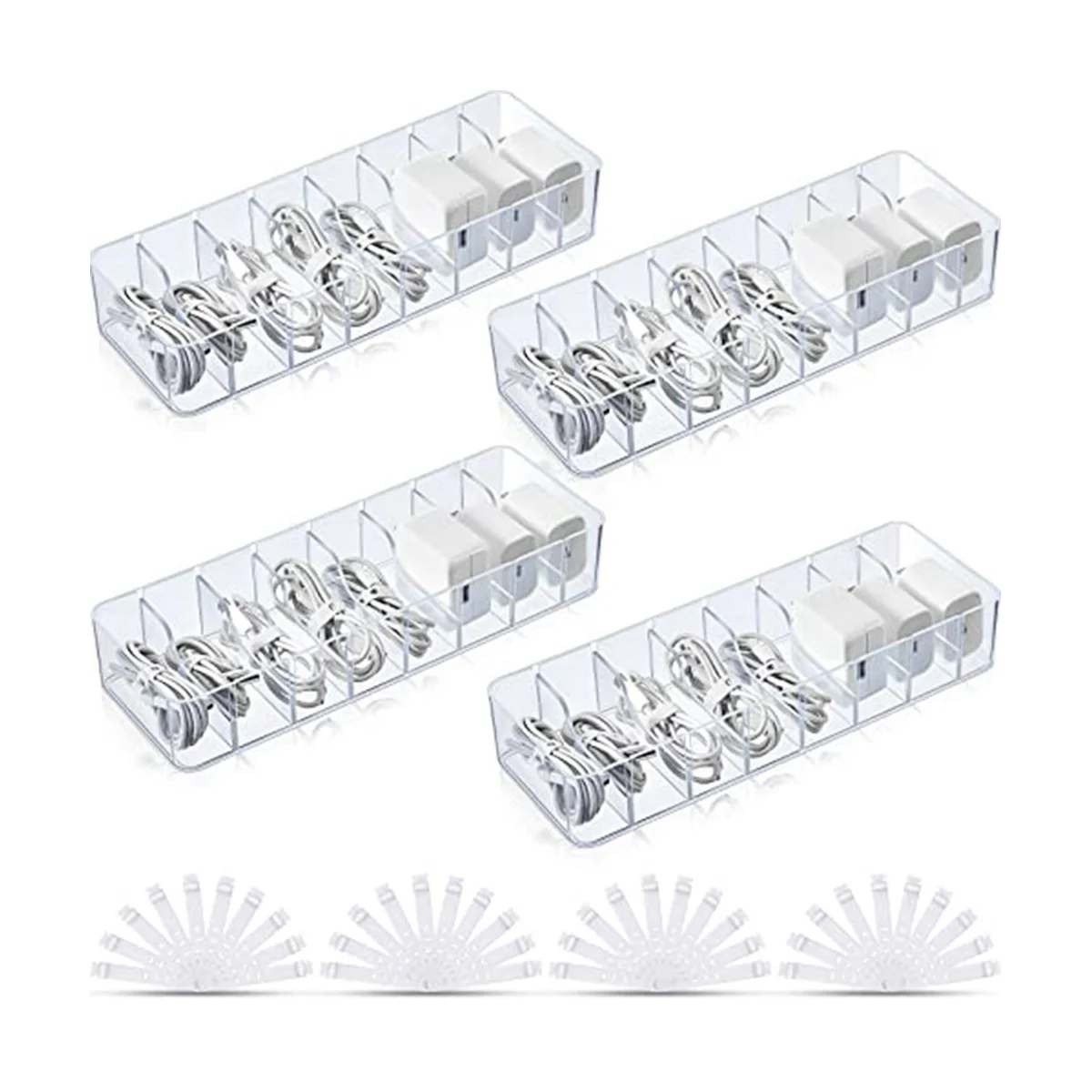 4 Pcs Clear Charger Cord Organizer Box, Cord Storage Organizer Box, Electronics Cable Organizer Box with 40 Wire Ties
4 Pcs Clear Charger Cord Organizer Box, Cord Storage Organizer Box, Electronics Cable Organizer Box with 40 Wire Ties