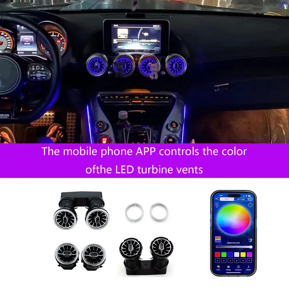 

246/64 color led air conditioning turbine vent for Mercedes for amg GT w190 w290 2015-2022 turbine vent socket ambient light