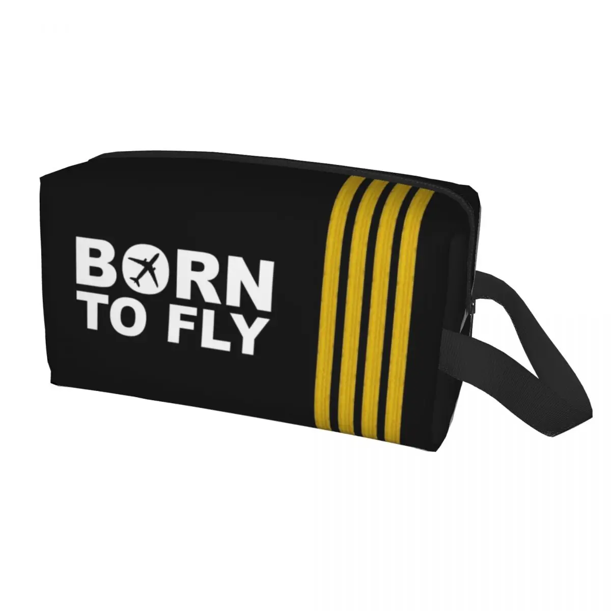 

Born To Fly Captain Stripes Flight Pilot Toiletry Bag Aviation Aviator Airplane Makeup Cosmetic Organizer Storage Dopp Kit Case