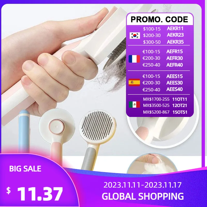 

Cat Massages Comb Pet Hair Remover Brush Cat Needle Combs Pet Self Cleaning Slicker Brush for Dog Tangled Hair Pet Grooming Tool