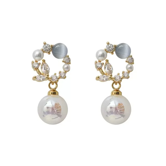Grandes boucles d'oreilles pendantes en forme de fleur pour femmes, boucles d'oreilles en perles, bijoux de mariage exquis, patients, mode 1