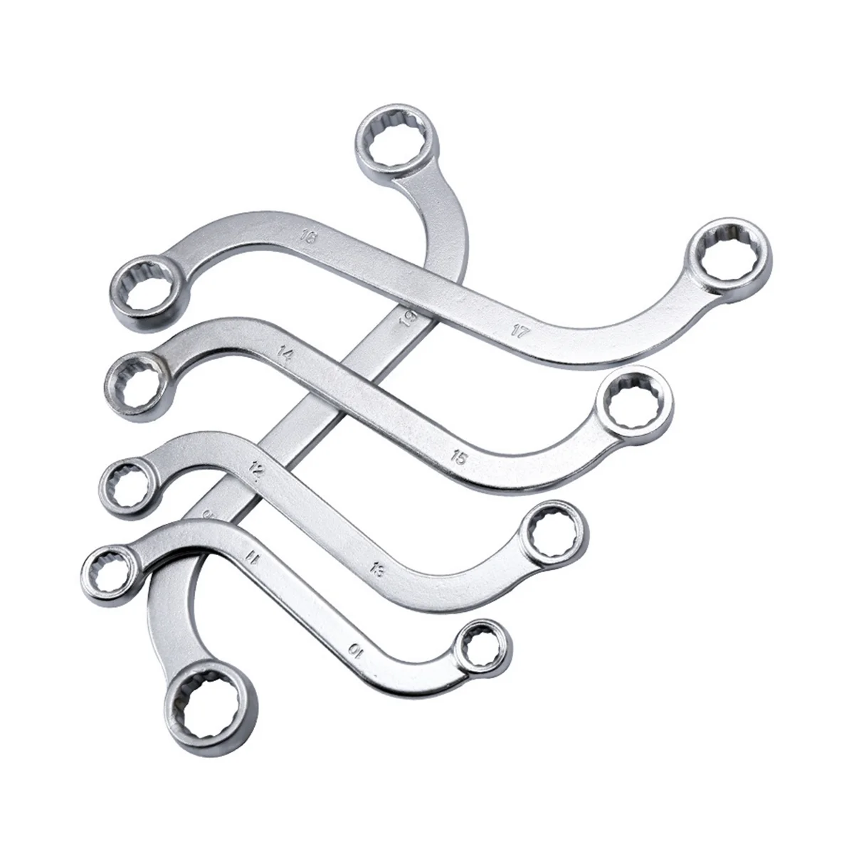 5Pcs S-Type Wrench Includes 10-11mm, 12-13 mm, 14-15 mm, 16-17 mm and 18-19 mm Machine Fastener Repair Tools.
5Pcs S-Type Wrench Includes 10-11mm, 12-13 mm, 14-15 mm, 16-17 mm and 18-19 mm Machine Fastener Repair Tools.