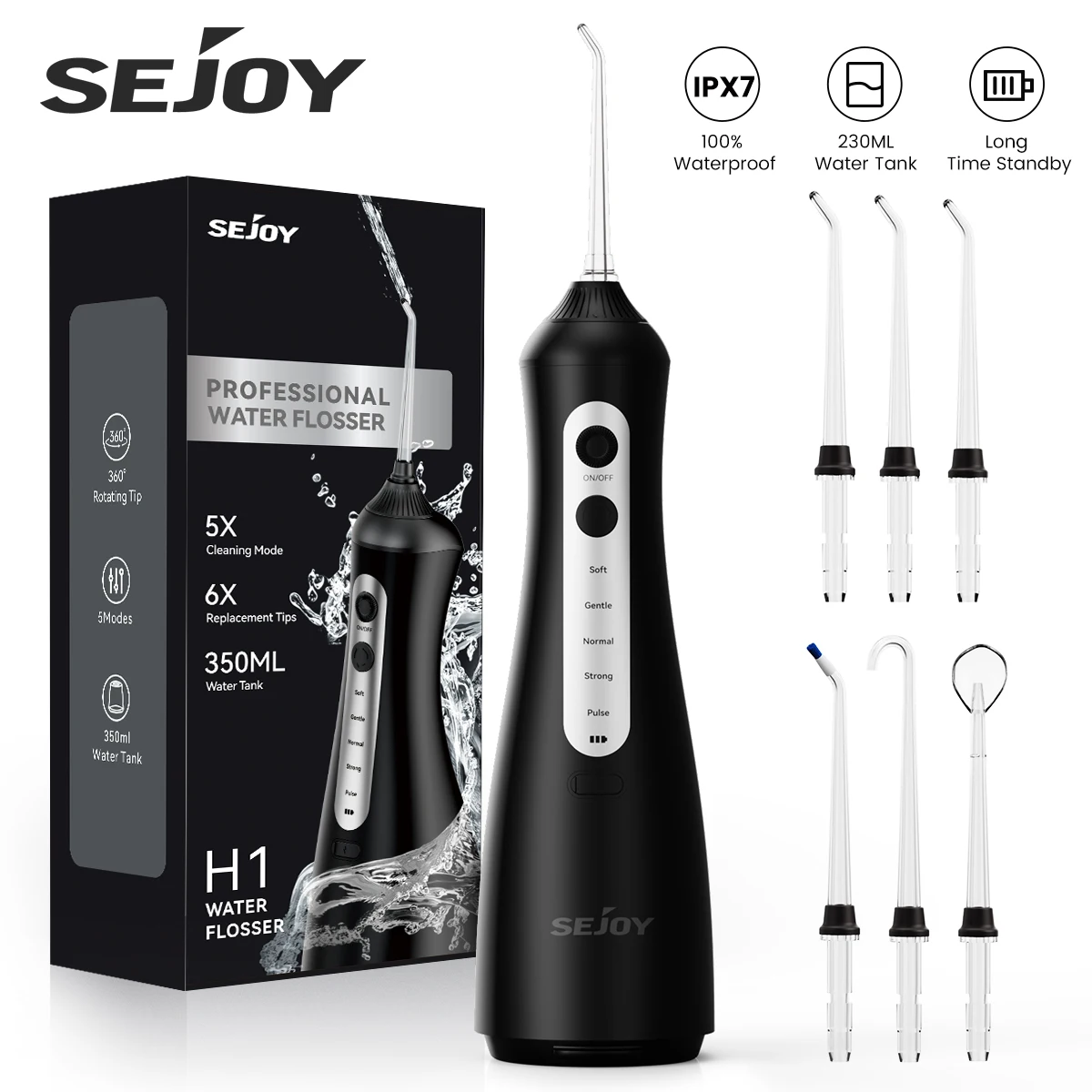 SEJOY Dental Oral lrrigator for Men Women Teeth Cleaner Portable Dental Water Flosser 4 Modes IPX7 Mouth Washing Machine SEJOY Dental Oral lrrigator for Men Women Teeth Cleaner Portable Dental Water Flosser 4 Modes IPX7 Mouth Washing Machine