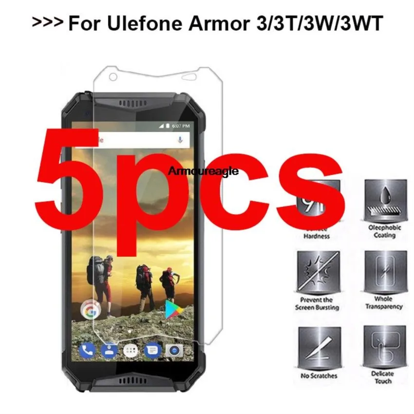 

5pcs tempered glass safety guard on for ulefone armor 3 3t protective film explosion-proof protector for ulefone armor 3w 3wt