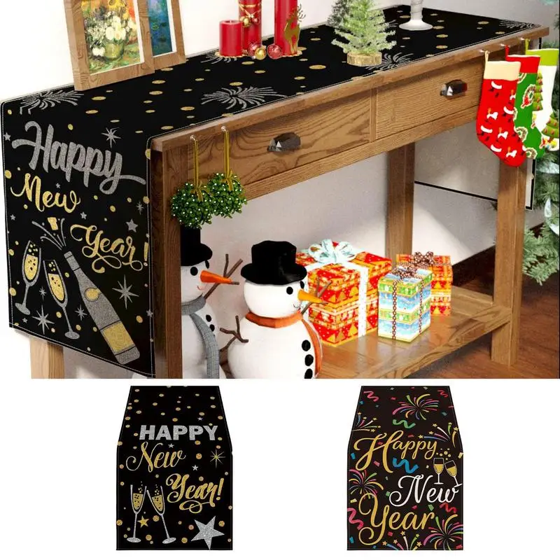 New Christmas Table Runner Black and Gold Happy New Year Linen Table Runner Home Party Decoration Kitchen Table Decoration
New Christmas Table Runner Black and Gold Happy New Year Linen Table Runner Home Party Decoration Kitchen Table Decoration