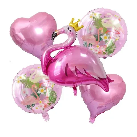 

5pcs Heart Round Blue Pink Flamingo Balloons Set Foil Balloon Hawaiian Decor Inflatable Baloon Wedding Birthday Party Supplies
