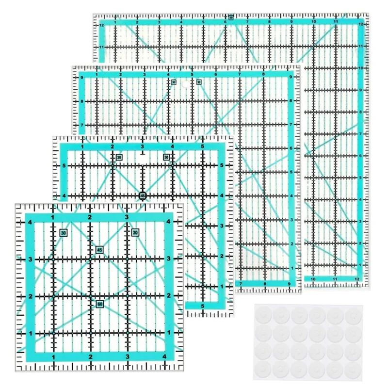 

Quilting Rulers,4 Square Ruler Quilting Templates(4.5X4.5Inch,6X6inch,9.5X9.5Inch,12.5X12.5Inch),For Quilting And Sewing Durable