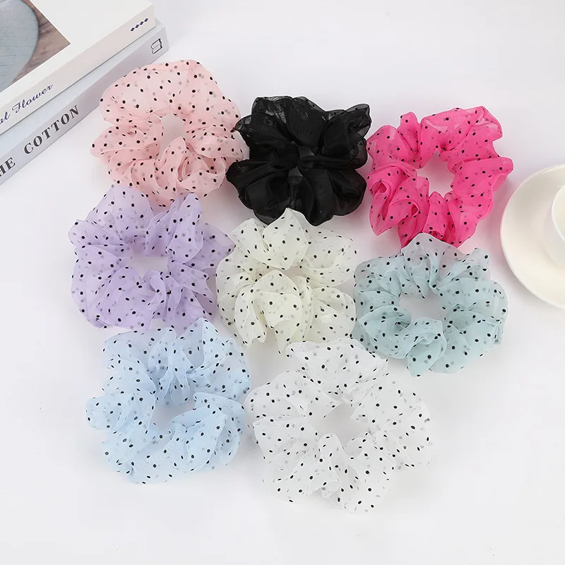 

Diam 11CM Large Intestine Cloth Elastic Girls Hairbands Small Fresh Styling 1Pcs Fashion Headwear Wave Point/Lattice