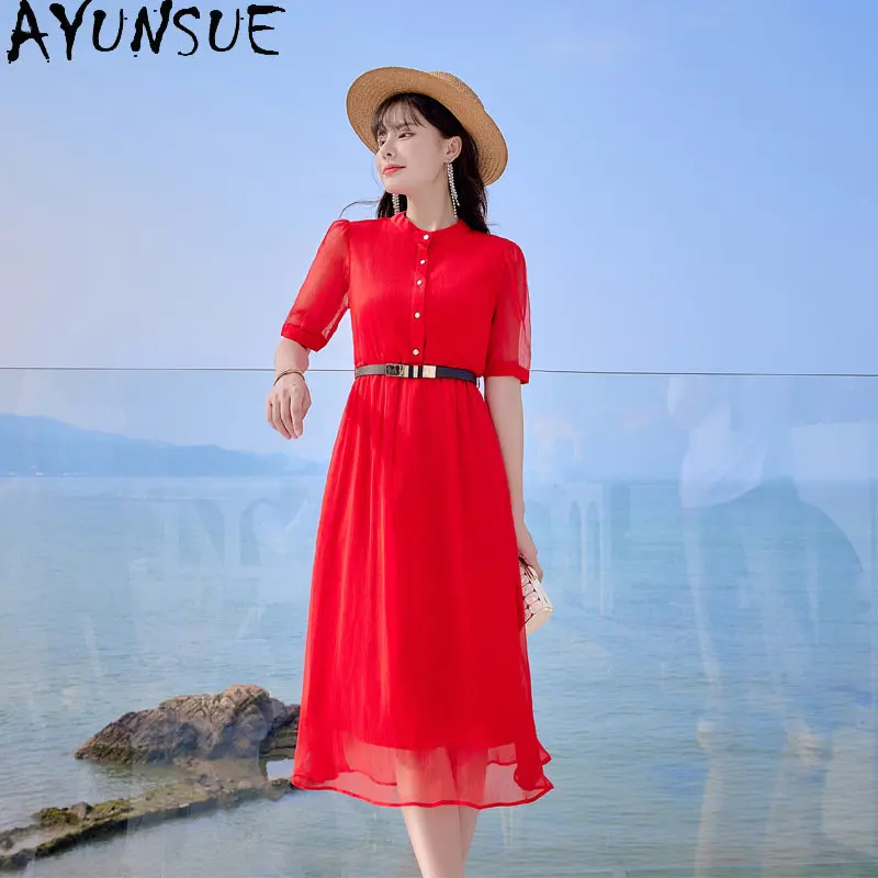 100% Real Mulberry Silk Solid Dress 2023 Summer Long Dresses for Women Clothing Elegant and Pretty Women's Dresses Vestido Mujer
100% Real Mulberry Silk Solid Dress 2023 Summer Long Dresses for Women Clothing Elegant and Pretty Women's Dresses Vestido Mujer