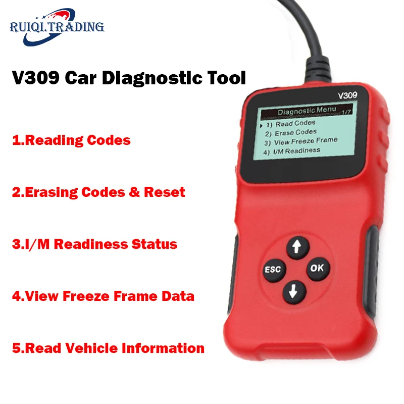 V309 Car Diagnostic Tool OBD Automotive Fault Detector ELM327 OBD2 Scanner OBDII Digital Display Code Reader Trouble Code
V309 Car Diagnostic Tool OBD Automotive Fault Detector ELM327 OBD2 Scanner OBDII Digital Display Code Reader Trouble Code