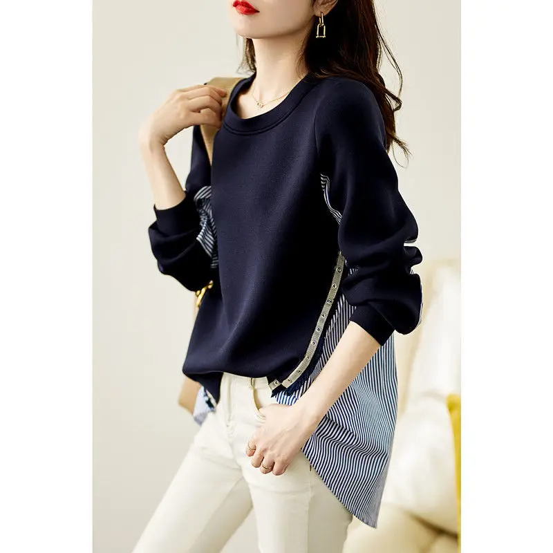 Fashion Printed Button Spliced Striped Asymmetrical Blouse Women's Clothing 2022 Autumn Casual Pullovers All-match Korean Shirt
Fashion Printed Button Spliced Striped Asymmetrical Blouse Women's Clothing 2022 Autumn Casual Pullovers All-match Korean Shirt