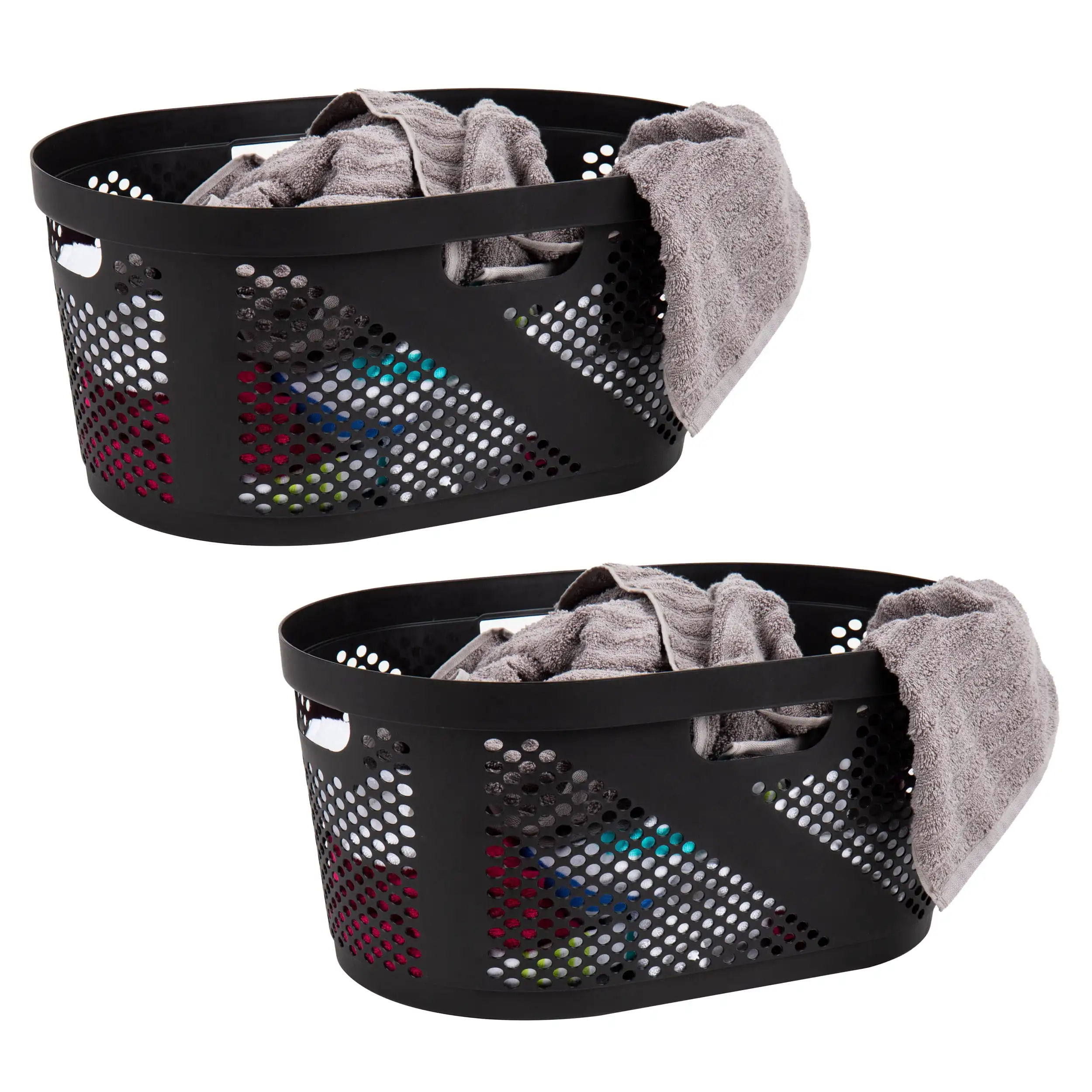 Mind Reader 40L Laundry Basket, Clothes Hamper, Lid, Ventilated, Plastic, 23"L x 14.5"W x 10.5"H, Set of 2, Black
Mind Reader 40L Laundry Basket, Clothes Hamper, Lid, Ventilated, Plastic, 23"L x 14.5"W x 10.5"H, Set of 2, Black