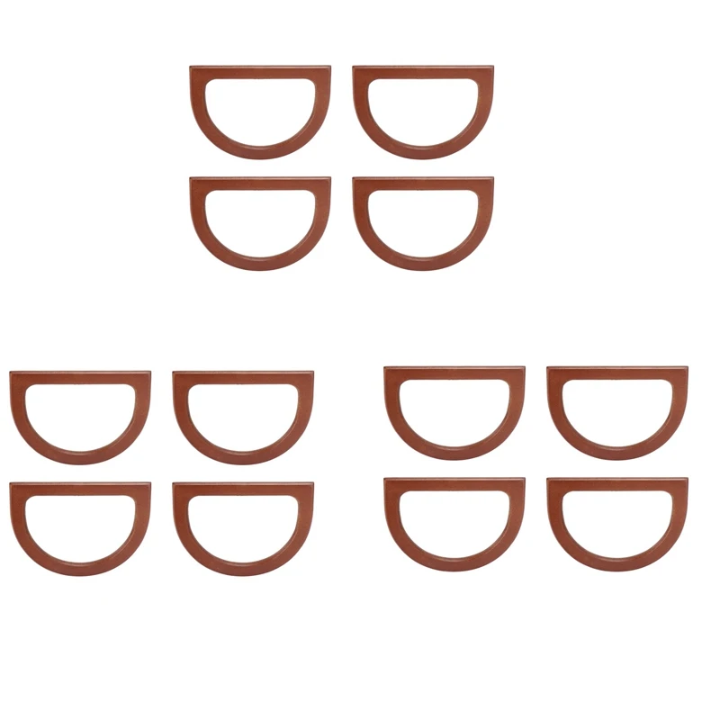 

12PCS D-Shaped Wooden Purse Handles, Wood Replacement Handles For DIY Bag Purse Handbags Totes Clutch Making (Brown)