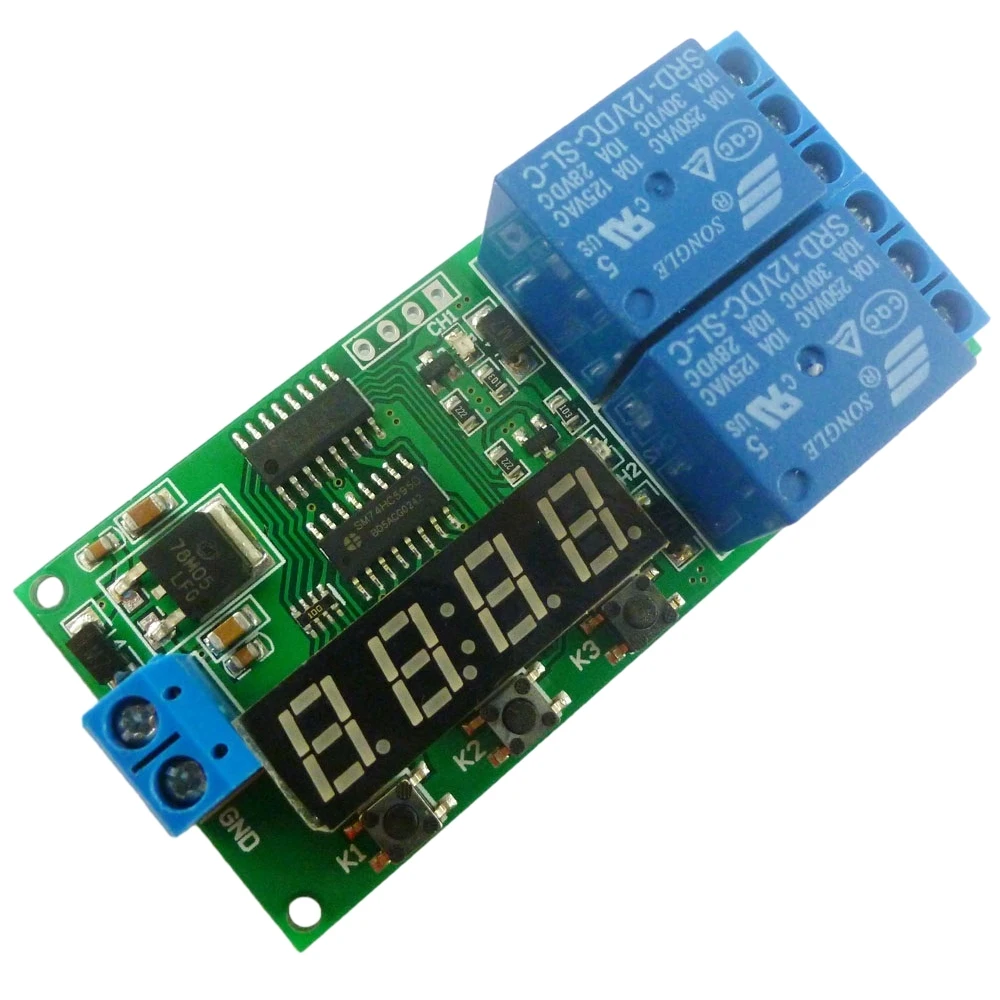 KC22B02 DC 12V 2 Channel Multifunction Delay Relay Board Cycle Timer Relay Switch Module 1-9999s for Motor LED Smart Home
KC22B02 DC 12V 2 Channel Multifunction Delay Relay Board Cycle Timer Relay Switch Module 1-9999s for Motor LED Smart Home