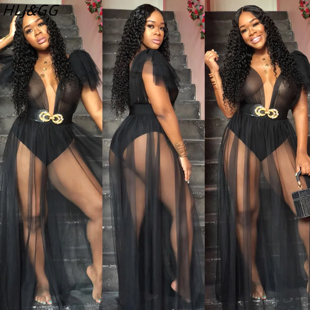 HLJ&GG Summer Transparent See Through Party Dress Women Ruffle Sleeve Sexy Long Mesh Dress Solid Deep V Neck Club Clothing 2022
HLJ&GG Summer Transparent See Through Party Dress Women Ruffle Sleeve Sexy Long Mesh Dress Solid Deep V Neck Club Clothing 2022