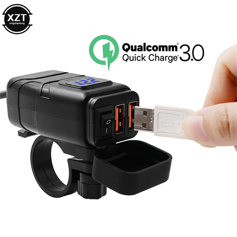 Dual USB Motorcycle Mobile Phone Charger 12V Waterproof QC3.0 Fast Charger Voltmeter Display with Switch Motorcycle Accessories
Dual USB Motorcycle Mobile Phone Charger 12V Waterproof QC3.0 Fast Charger Voltmeter Display with Switch Motorcycle Accessories