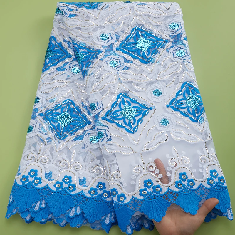 White+Sky Blue African Milk Silk Lace Fabric With Sequins 2022 High Quaity Net Lace French Tulle Lace Fabric For Party Y2962
White+Sky Blue African Milk Silk Lace Fabric With Sequins 2022 High Quaity Net Lace French Tulle Lace Fabric For Party Y2962