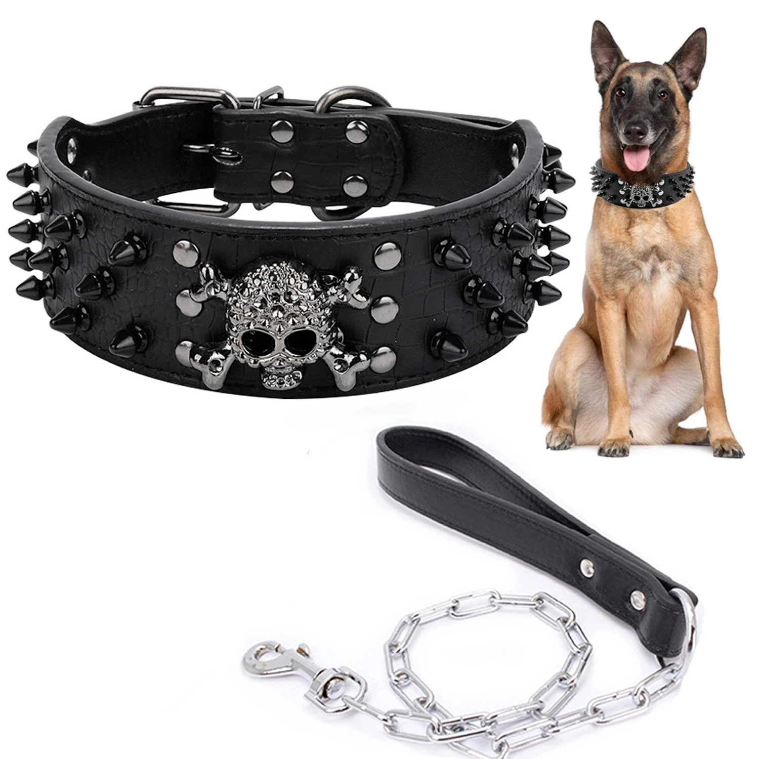 Skull Fashion Rivet Decorative Leather Dog Collar and Leash for Small Medium Large Dogs Pet Dog Accessories Labrador Dogs Collar
Skull Fashion Rivet Decorative Leather Dog Collar and Leash for Small Medium Large Dogs Pet Dog Accessories Labrador Dogs Collar