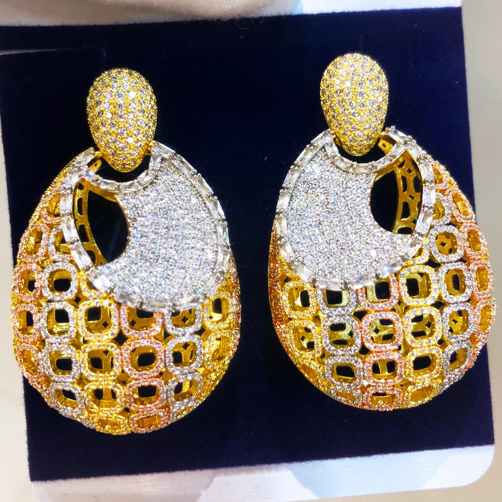 

Missvikki Fashion Luxury Hollow Earrings Trendy Charms DUBAI Round Hoop Statement Accessories for Women Bridal Wedding Jewelry