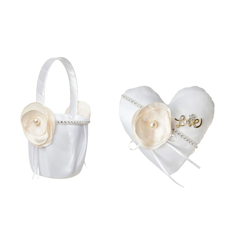 Flower Girl Basket Heart Shaped Ring Pillow Small Flower Baskets with Handle F0S4
Flower Girl Basket Heart Shaped Ring Pillow Small Flower Baskets with Handle F0S4