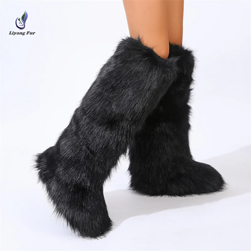 Winter Warm Knee High Boots Women Shoes Thick Fluffy Long Hair Faux Fur Snow Boot for Ladies
Winter Warm Knee High Boots Women Shoes Thick Fluffy Long Hair Faux Fur Snow Boot for Ladies