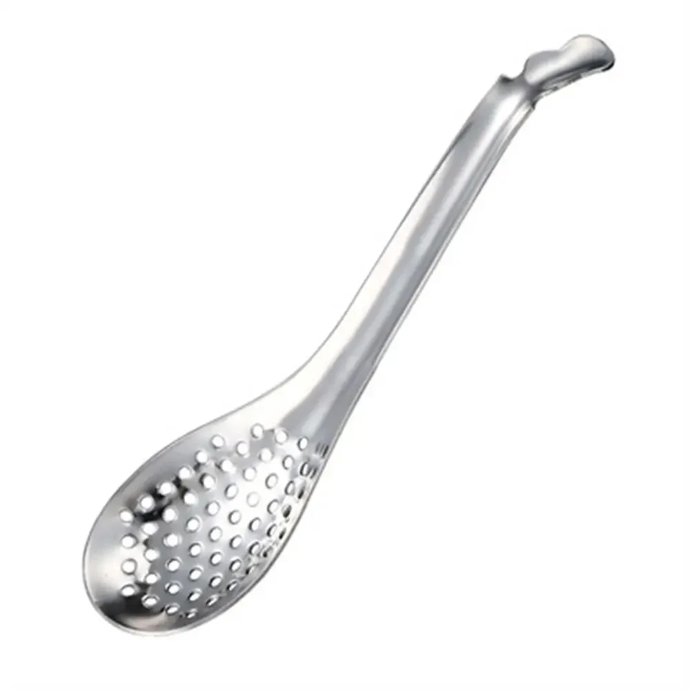 

1Pc Caviar Spoon Hot Pot Filter Spoon with Long Handle Vintage Tea Spoon Shovel Set Small Spoons 56 Holes Kitchen Tools