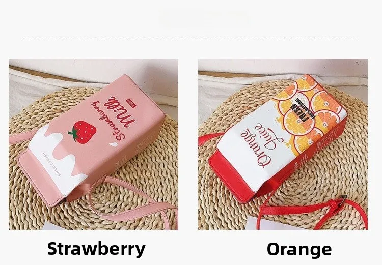 Cute Strawberry Banana Milk Fruit Print PU Mini Crossbody Bag for Girls Summer 2025 Fresh Sweet Style Single Shoulder Bag Cute Strawberry Banana Milk Fruit Print PU Mini Crossbody Bag for Girls Summer 2025 Fresh Sweet Style Single Shoulder Bag