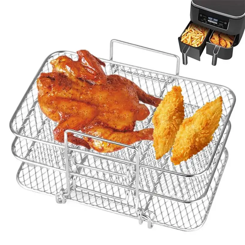 

Air Fryer Rack Dehydrator Rack Toast Rack Food Grill Multi-layer Fine Mesh Safe Stainless Steel Air Fryer Accessories Rack