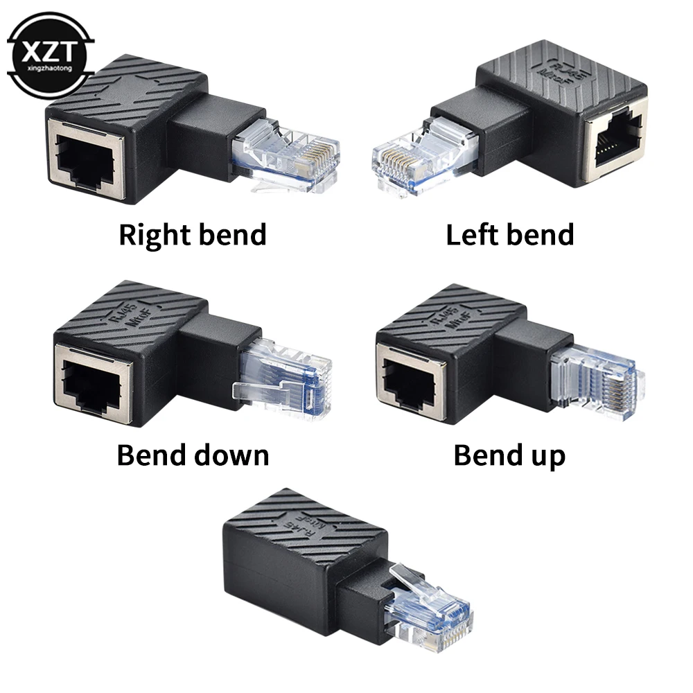 

Newest RJ45 Male To Female Converter 90 Degree Extension Adapter for Cat5 Cat6 LAN Ethernet Network Cable Connector Extender